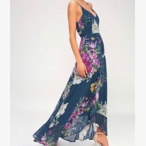Lulus Passion Island Teal Floral Print Maxi Dress